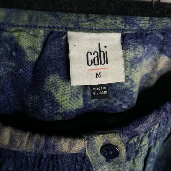 CAbi Woodstock Top Style Number 5714 tie dye peplum hippie bohemian linen blouse - Picture 7 of 8